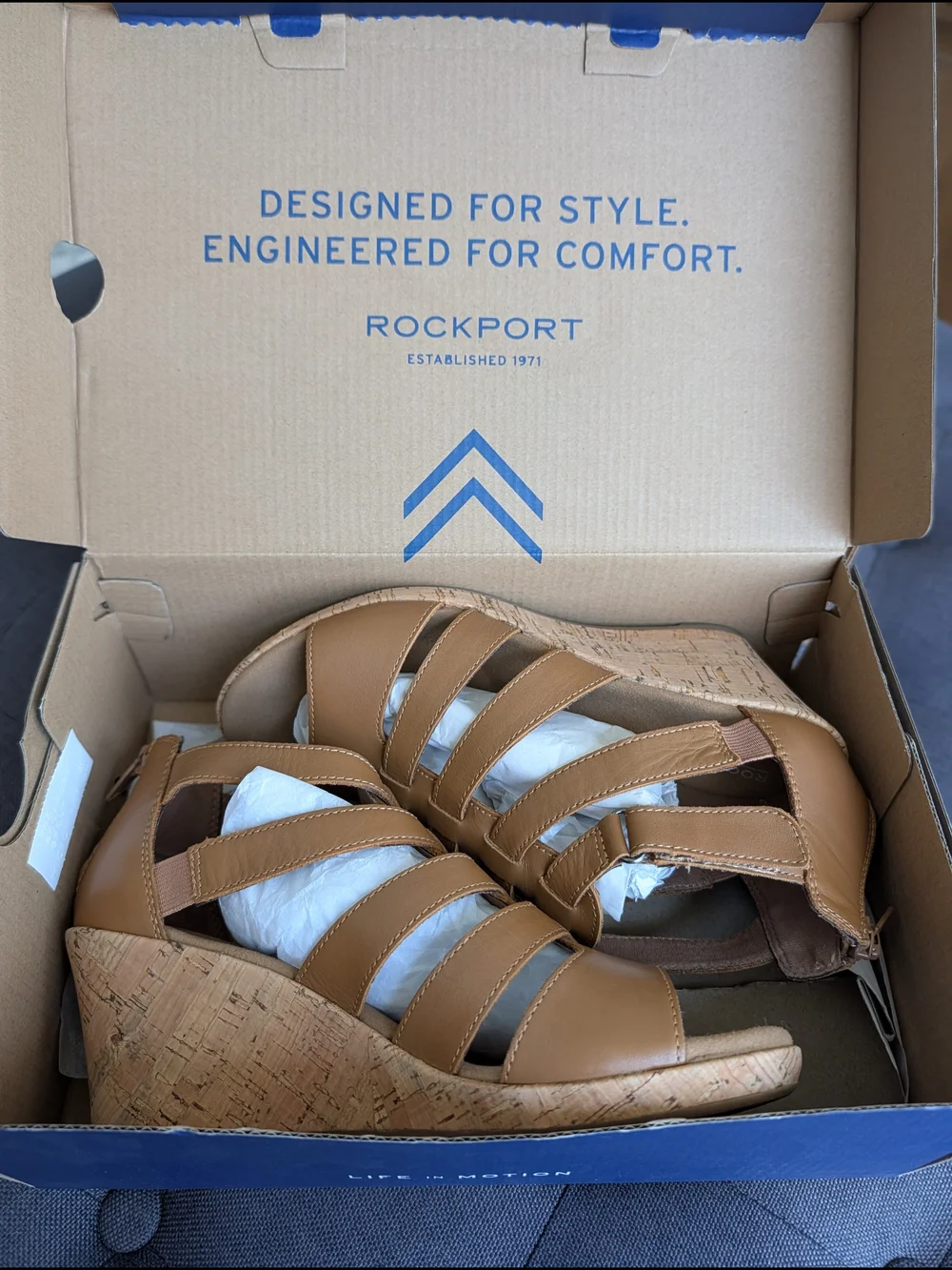 Rockport Tan Leather Strappy Sandals - Size 7.5W